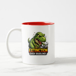 Funny Dinosaur Deadline Coffee Mug Tweekleurige Koffiemok
