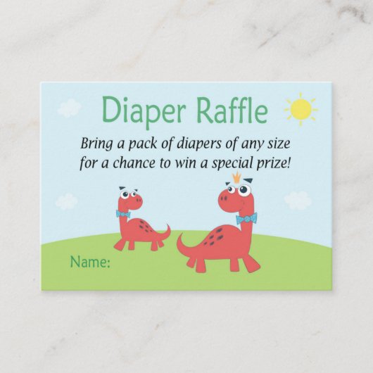 Funny Dinosaur Diaper Raffle Tickets (Voorkant)