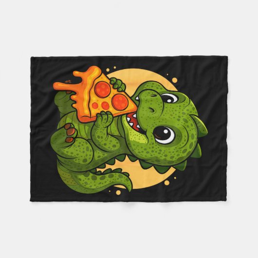Funny Dinosaur Eating Zza Graphic Boys Girls Dinos Fleece Deken (Voorkant (Horizontaal))