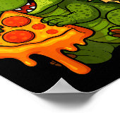 Funny Dinosaur Eating Zza Graphic Boys Girls Dinos Poster (Hoek)