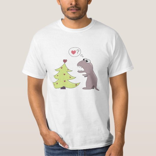 Funny Dinosaur en kerstboomwaarde T-shirt (Voorkant)