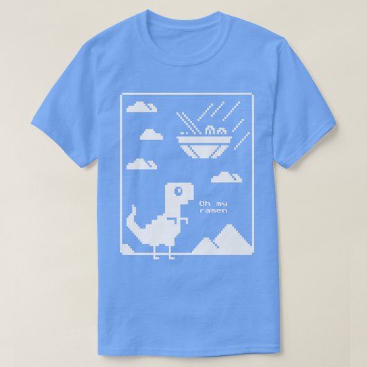Funny Dinosaur en Ramen Pixel Japanse ramen nood T-shirt (Design voorkant)