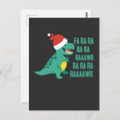 Funny Dinosaur Fa Ra Rawr Kerstmis TRex-mas Briefkaart (Voorkant / Achterkant)