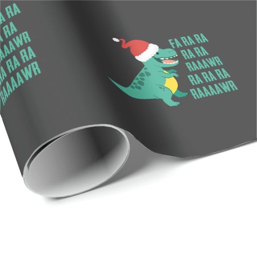 Funny Dinosaur Fa Ra Rawr Kerstmis TRex-mas Cadeaupapier (Rol Hoek)