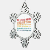 Funny Dinosaur Flat Earth Alien complottheorie Tin Sneeuwvlok Ornament (Rechts)