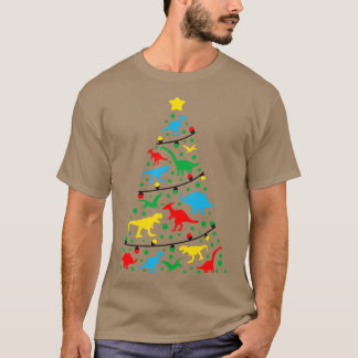 Funny Dinosaur kerstboom Xmas Lights Dinosaur T-shirt