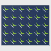 Funny dinosaur kerstinpakpapier voor kinderen cadeaupapier (Vlak)
