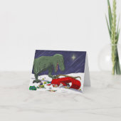 Funny Dinosaur-kerstkaart, T-Rex ontmoet Santa Kaart (Voorkant)