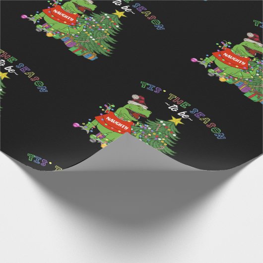 Funny Dinosaur Kerstmis is de Seizoennaughty Cadeaupapier (Hoek)