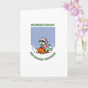 Funny Dinosaur Kerstmis Kaart