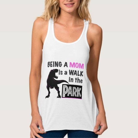 Funny Dinosaur Mam is een Walk in het Park Tanktop (Voorkant)