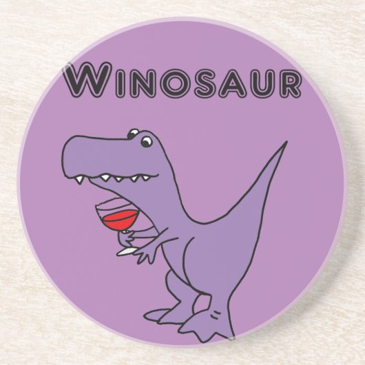 Funny Dinosaur met wijn is een Winosaur Zandsteen Onderzetter (Voorkant)