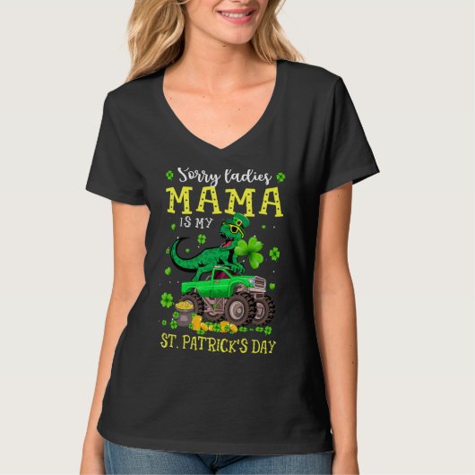 Funny Dinosaur Monster Truck St Patricks Day Pajam T-shirt (Voorkant)