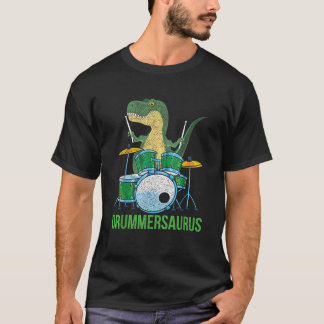 Funny Dinosaur Musician T Rex Drummer Boys Gift Dr T-shirt