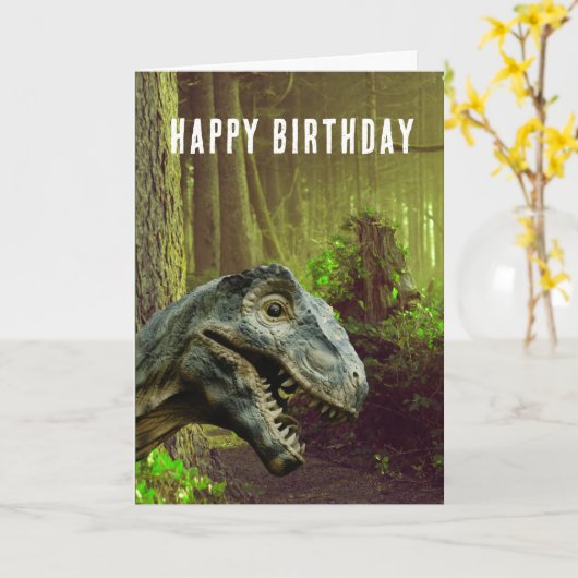 Funny Dinosaur Old Age Birthday Kaart (Gele Bloem)