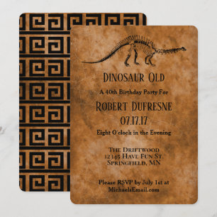 Funny Dinosaur Old Birthday Party Invitation Kaart