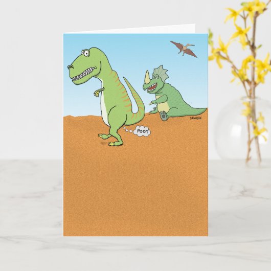 Funny Dinosaur Old Fart Birthday Kaart (Gele Bloem)
