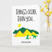 Funny Dinosaur Old Over the Hill Birthday Kaart (Gele Bloem)