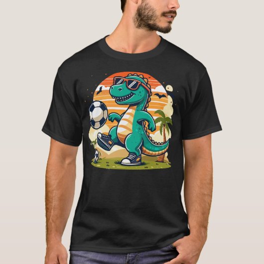 Funny Dinosaur Playing Soccer T-shirt (Voorkant)