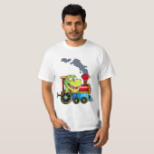 Funny Dinosaur Riding A Train Tyrannosaurus Dino B T-shirt (Voorkant volledig)