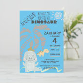 Funny Dinosaur Roar Kids Birthday Party Kaart (Staand voorkant)