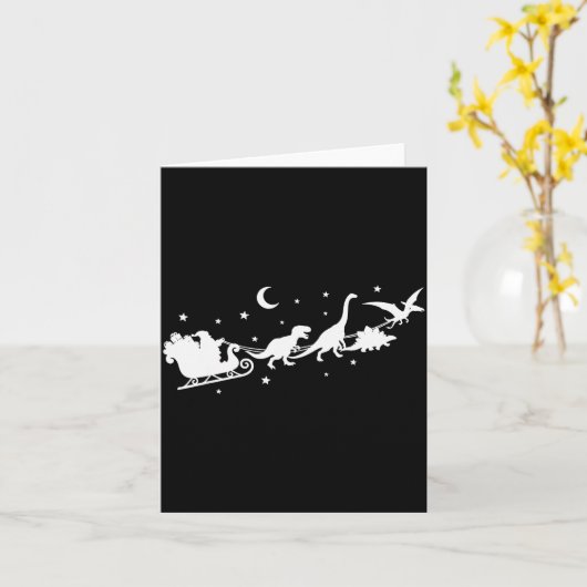 Funny Dinosaur Santa Sleigh Xmas Pajamas For Famil Kaart (Gele Bloem)