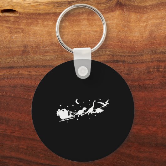 Funny Dinosaur Santa Sleigh Xmas Pajamas For Famil Sleutelhanger (Voorkant)