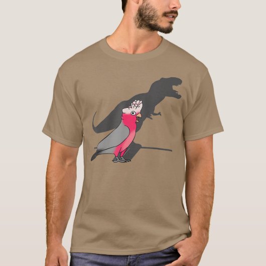 Funny Dinosaur shadow Tre rosebreasted Galah T-shirt (Voorkant)