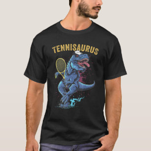 Funny Dinosaur speelt Tennis Retro Style Tennisau T-shirt