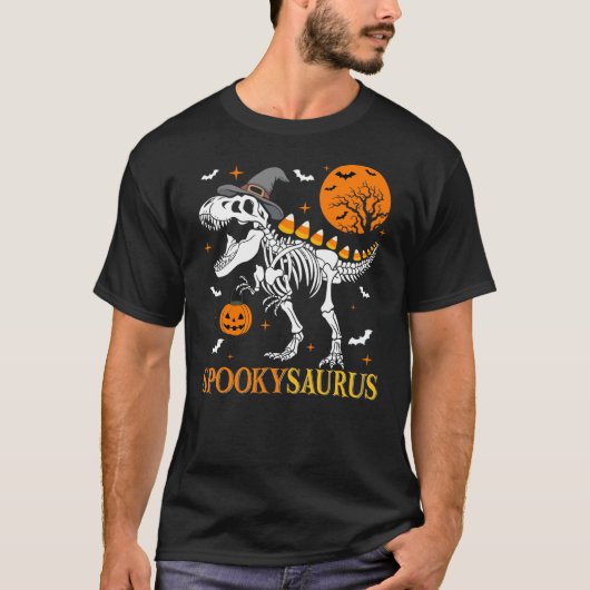 Funny Dinosaur Spookysaurus Candy Corn Halloween T T-shirt (Voorkant)