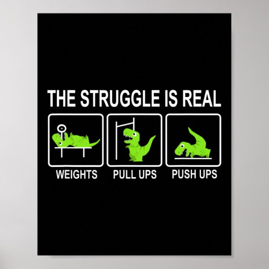 Funny Dinosaur Sports Gym Bench Press Pull-ups Pus Poster (Voorkant)