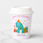 Funny Dinosaur Stomp Chomp and roar Birthday Girl Papieren Bekers (Voorkant)