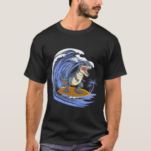Funny Dinosaur Surfing Gift for Women Mannen T- T-shirt