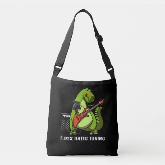 Funny Dinosaur T-Rex haat gitaarafstempeling Crossbody Tas (Voorkant)