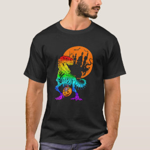 Funny Dinosaur T Rex LGBT Skeleton Halloween Snoep T-shirt