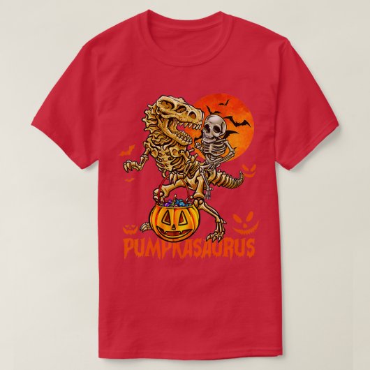 Funny Dinosaur T rex Mummy Pumpkin Halloween voor  T-shirt (Design voorkant)