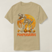 Funny Dinosaur T rex Mummy Pumpkin Halloween voor T-shirt (Design voorkant)