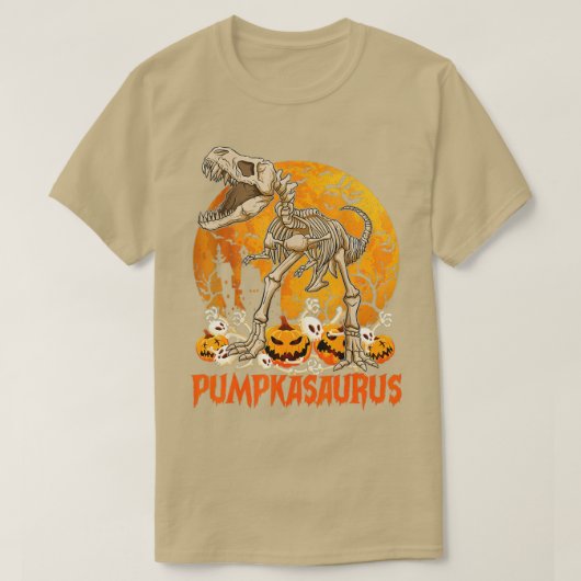 Funny Dinosaur T rex Mummy Pumpkin Halloween voor T-shirt (Design voorkant)