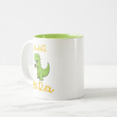 Funny Dinosaur Tea Rex Tyrannosaurus Birthday Tweekleurige Koffiemok (Voorkant links)