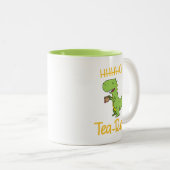 Funny Dinosaur Tea Rex Tyrannosaurus Birthday Tweekleurige Koffiemok (Voorkant rechts)