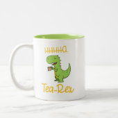 Funny Dinosaur Tea Rex Tyrannosaurus Birthday Tweekleurige Koffiemok (Links)