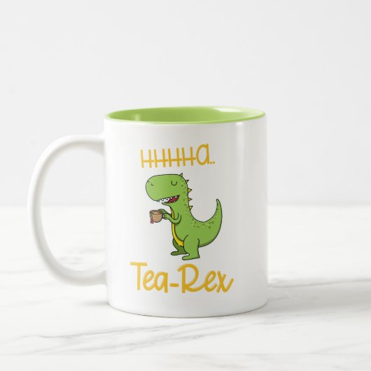 Funny Dinosaur Tea Rex Tyrannosaurus Birthday Tweekleurige Koffiemok (Links)
