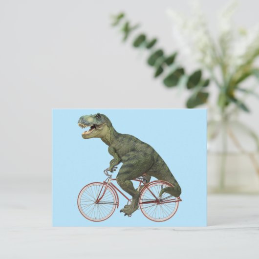 Funny Dinosaur TRex Bicycle Cycling Briefkaart (Staand voorkant)