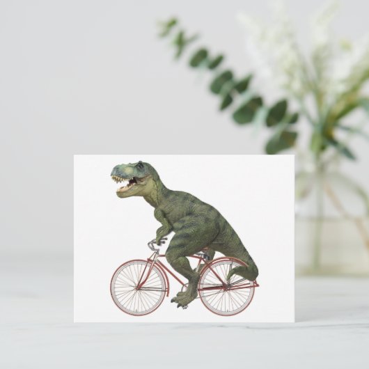 Funny Dinosaur TRex fietsen Briefkaart (Staand voorkant)