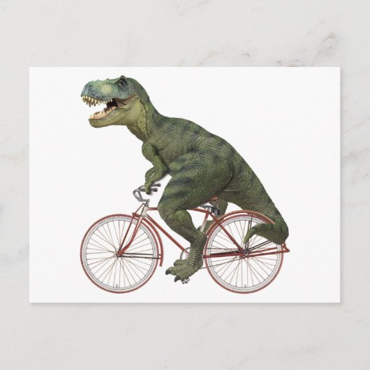 Funny Dinosaur TRex fietsen Briefkaart (Voorkant)