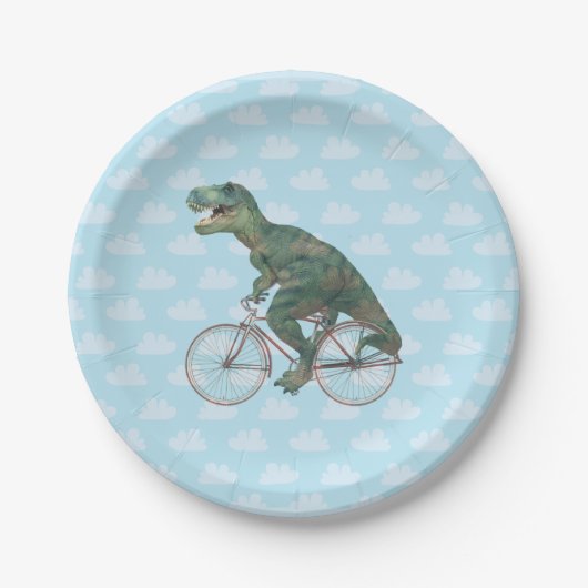 Funny Dinosaur TRex fietsen  Papieren Bordje (Voorkant)