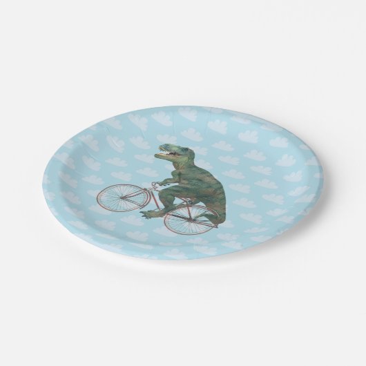 Funny Dinosaur TRex fietsen  Papieren Bordje (Gekanteld)