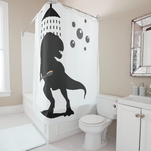 Funny Dinosaur Trex Jurassic Kinder douchergordijn Douchegordijn (In situ)