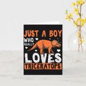 Funny Dinosaur Triceratops Apparel For Boys  Kaart (Gele Bloem)