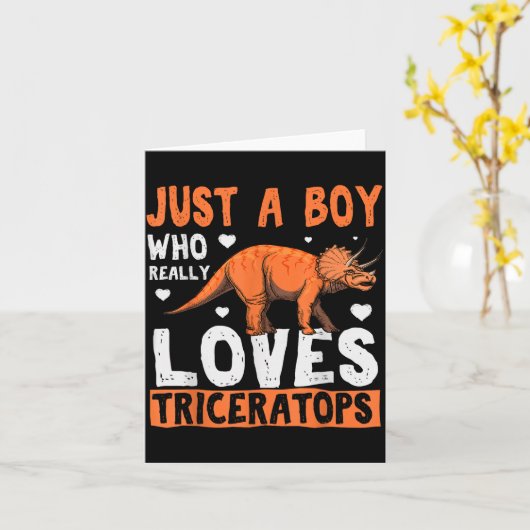 Funny Dinosaur Triceratops Apparel For Boys  Kaart (Gele Bloem)